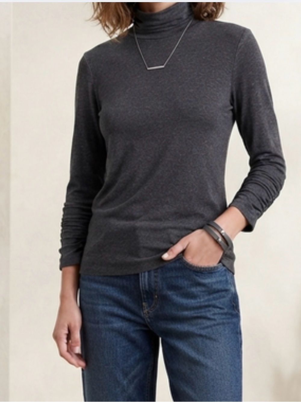 Alfani • Charcoal Gray Turtleneck Long Sleeve Top